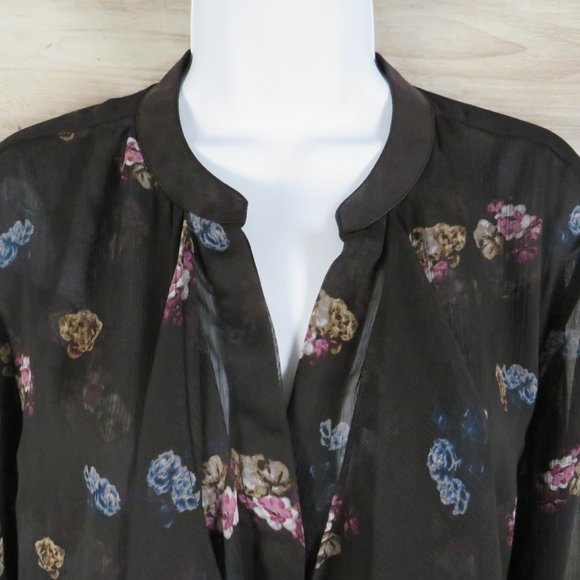 Simply Vera*Women's Long Sleeve Button Down Abstract Cardigan Sheer Blouse Large - Picture 3 of 10